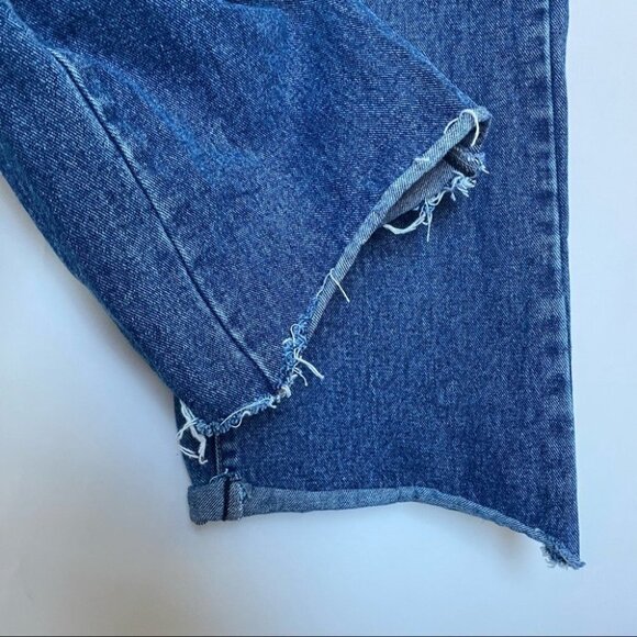 Oak + Fort Wide Leg crop Raw Hem Rigid Jeans Medium - Picture 5 of 9